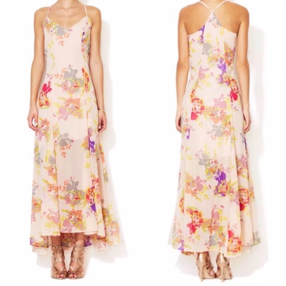 W118 by Walter Baker Blush Pink Abstract Floral Maxi Slip Full Length Flow Dress - Picture 2 of 16